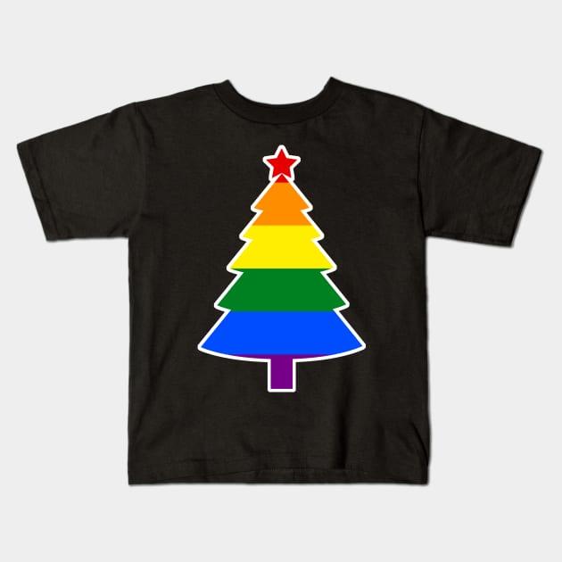 Christmas Tree LGBT Flag Gay Pride Rainbow Kids T-Shirt by aaallsmiles